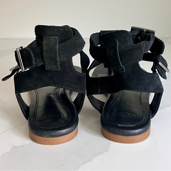 UGG Woman's Lecia Black Leather and Suede Ankle Wrap Sandal Size 9 NWOT - Picture 10 of 15